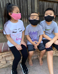 KIDS Cloth Masks with Built-In Filter and Removable Eye Shield (5yrs+)